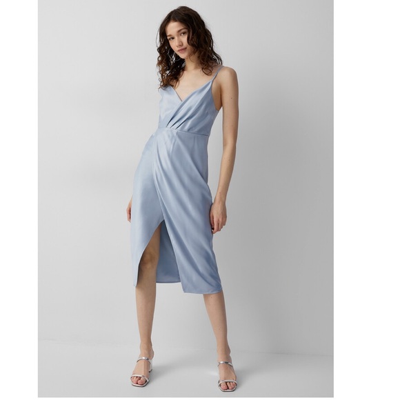 twik Pale Blue Wrap-Front Midi Dress - Picture 2 of 9